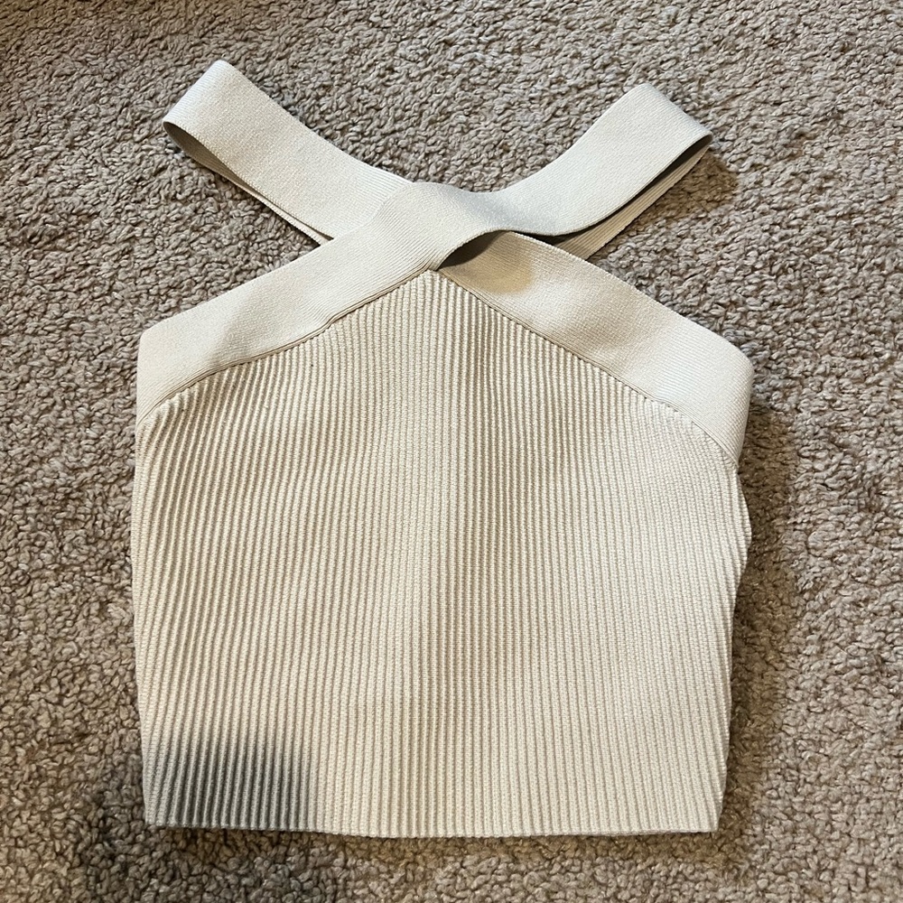 Aritzia Elegant Cream Women's Cross-Strap Top